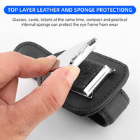 Thumbnail for Glasses Holder Universal Car Visor Sunglasses Holder Clip Leather Eyeglasses Hanger and Ticket Card Clip Eyeglasses Mount