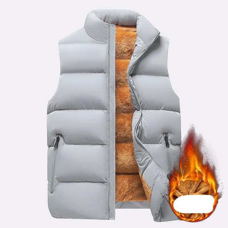 Men's Puffer Vest Warm Sleeveless Winter Jackets Waterproof Zipper Coats With Stand-Up Collar Casual Lightweight Outerwear For Cold Weather C2