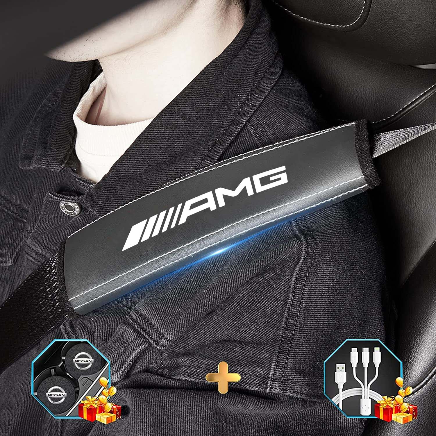 Car Seat Belt Covers (2PCS), Custom Fit For Your Cars, Microfiber Leather Seat Belt Shoulder Pads for More Comfortable Driving, Car Accessories RA13994