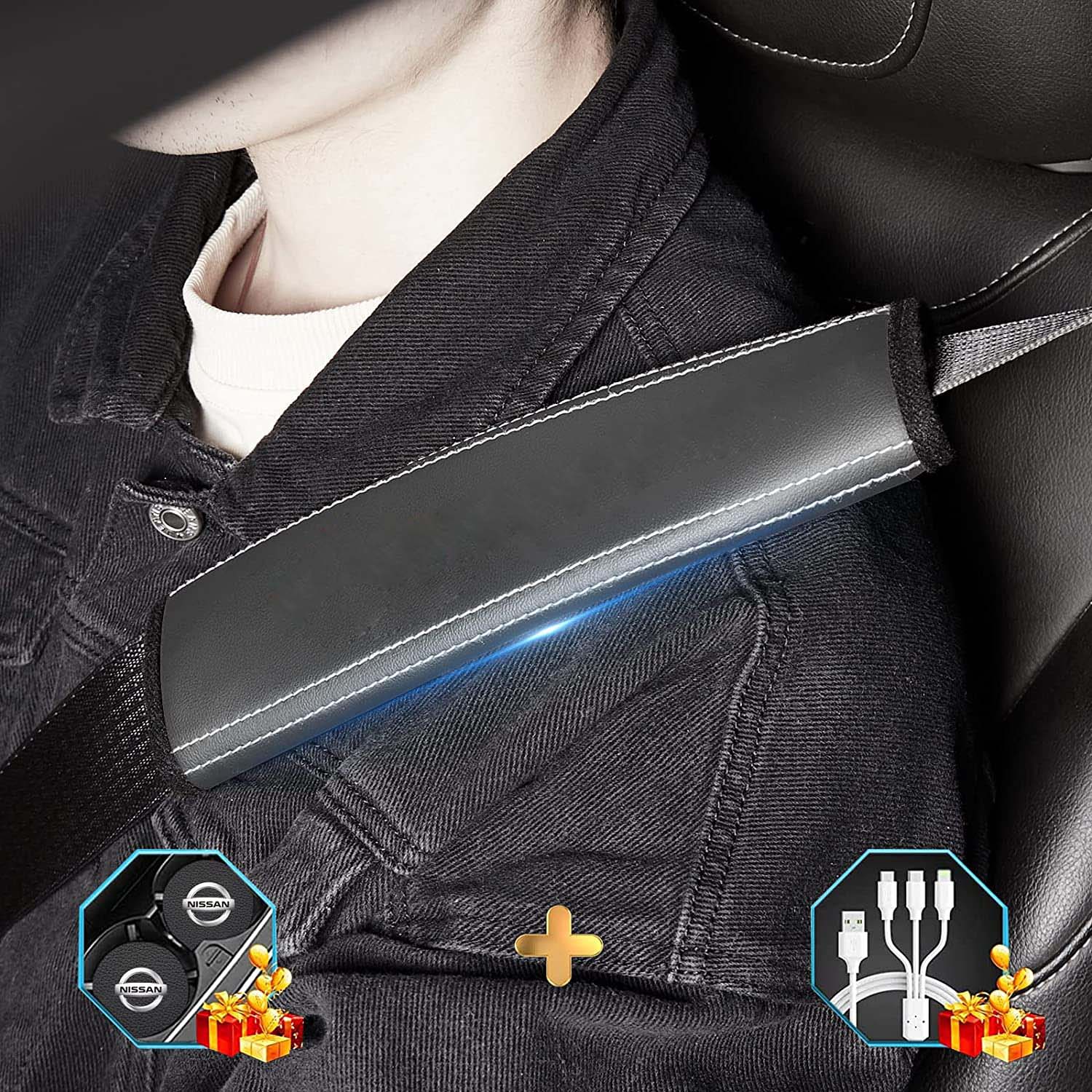Car Seat Belt Covers (2PCS), Custom Fit For Your Cars, Microfiber Leather Seat Belt Shoulder Pads for More Comfortable Driving, Car Accessories TY13994
