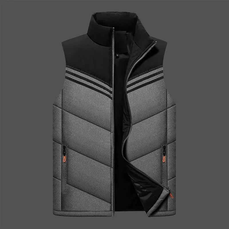 Stand Collar Men’s Vest – Fashionable Contrast Colors Casual Outerwear for Autumn Winter 2024 C24