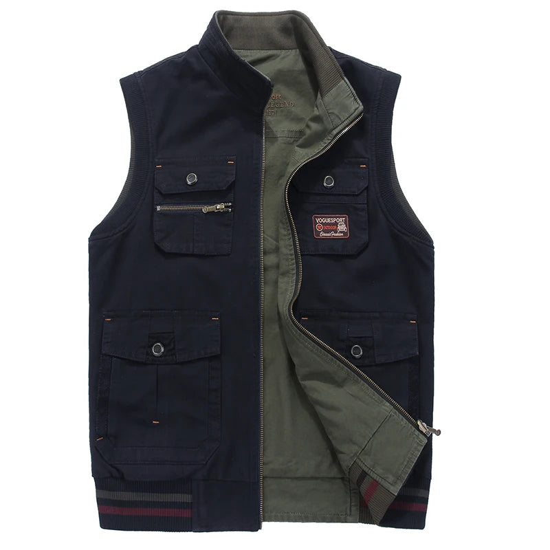 Casual Tactical Photographer Vest for Men – Cotton Sleeveless Multi-Pocket Waistcoat, Plus Size 8XL C25