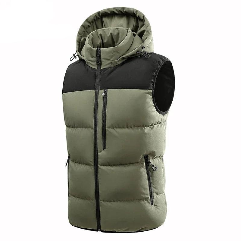 Men's Puffer Vest Warm Sleeveless Winter Jackets Waterproof Zipper Coats With Stand-Up Collar Casual Lightweight Outerwear For Cold Weather C17