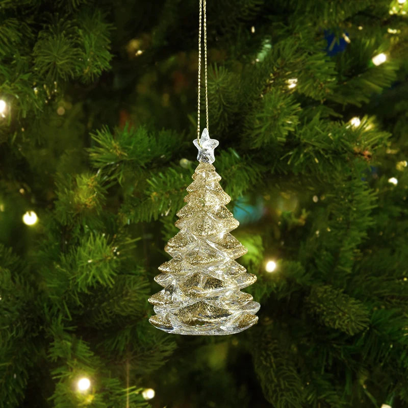 Xmas Tree Transparent Snowflake Hanging Ornaments – Acrylic Pendant Christmas Decoration for Home 2025 Navidad Gifts New Year 2026