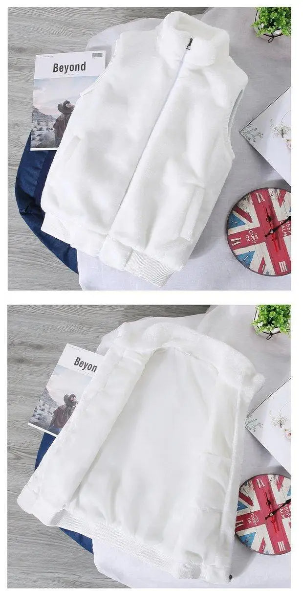 Warm White Wool Vest for Men – Faux Woolen Sleeveless Jacket, Trendy Autumn Winter Waistcoat 2024 C26