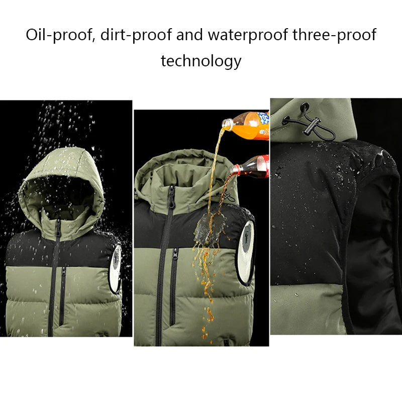 Men's Puffer Vest Warm Sleeveless Winter Jackets Waterproof Zipper Coats With Stand-Up Collar Casual Lightweight Outerwear For Cold Weather C17