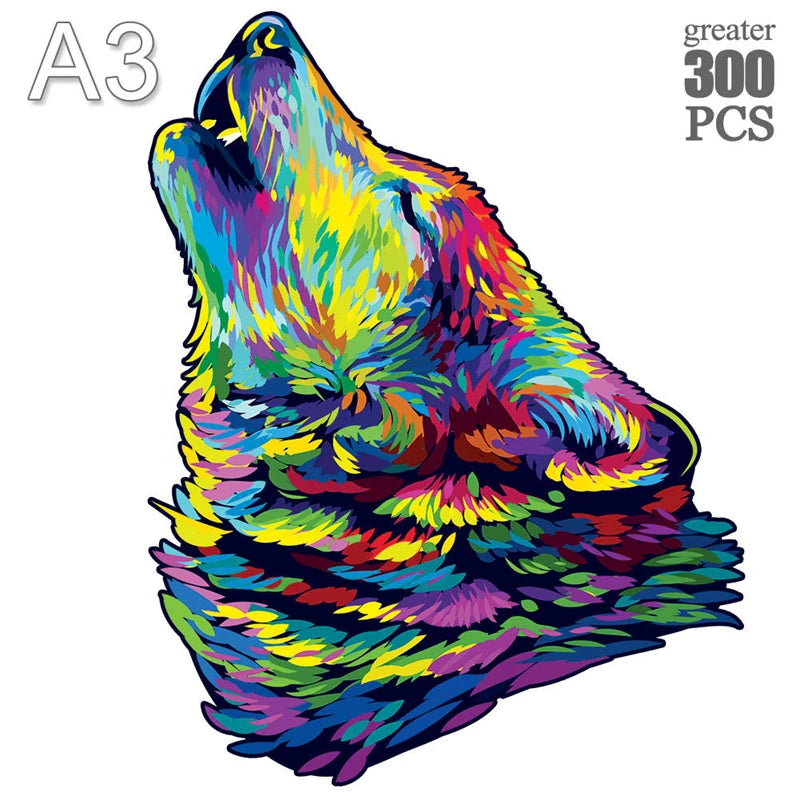 Set 2 Unique Wooden Animal Jigsaw Puzzle, Animal Shape, Wooden Jigsaw Puzzle, Mindfulness & Educational Animals Game for All Ages, Unique Sustainable, Wildlife Gift, Christmas gift Idea C179