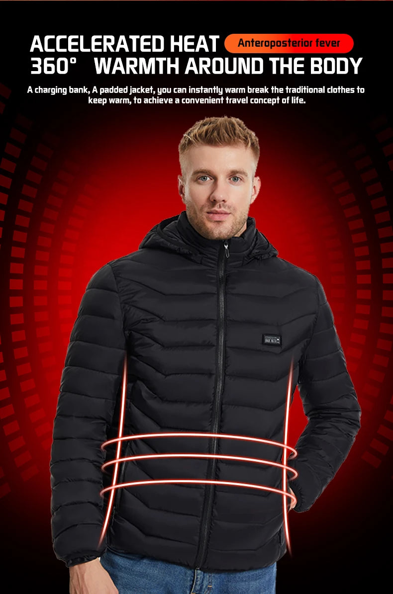 Electric Heated coat jacket winter jacket for outdoors skiing camping hiking adjustable heating levels  for men for women C6