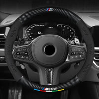 Thumbnail for Carbon Fiber Suede Steering Wheel Cover for Car - 38cm Universal Fit