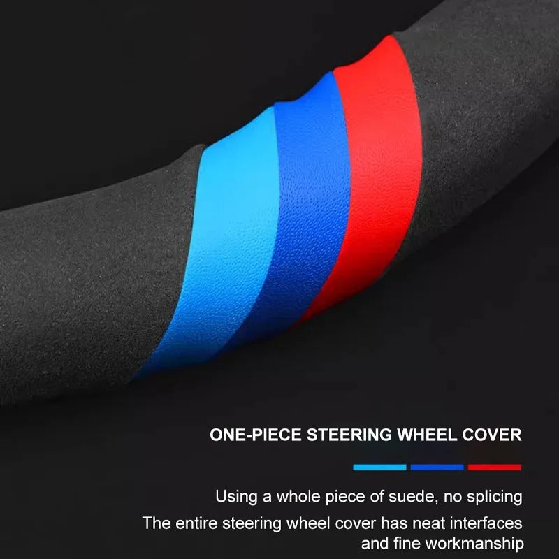 Suede Car Steering Wheel Cover - Non-Slip, Breathable, Wear-Resistant, 38cm