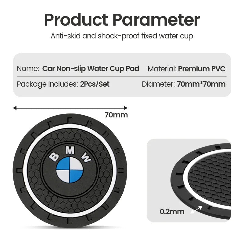 2Pcs Silicone Car Cup Coaster Pads - Anti-Slip and Noise-Proof Auto Accessories