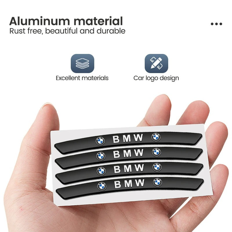 4Pcs Aluminum Car Wheel Hub Rim Stickers – Waterproof & Durable Decoration