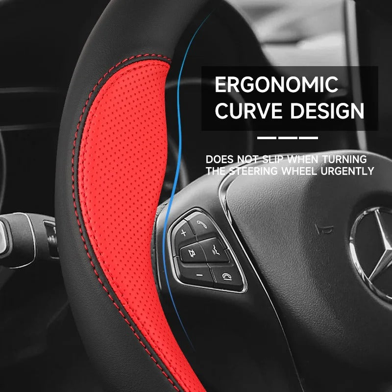 38cm Carbon Fiber Style Car Steering Wheel Cover - Universal Fit for 37-38cm Wheels For Car