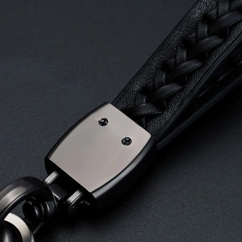 Car & Motorcycle Leather Woven Keychain - Stylish and Durable Key Accessory