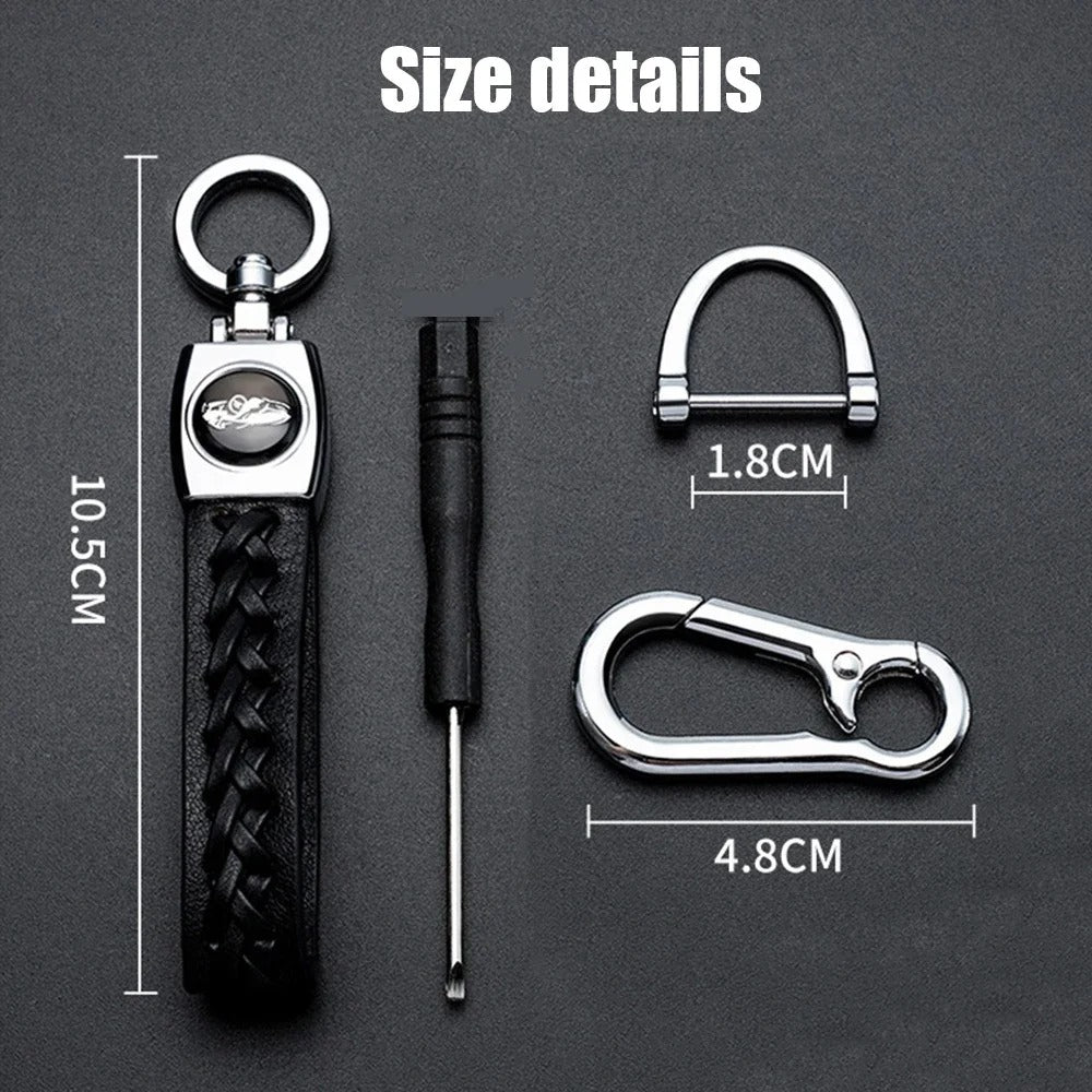 Car & Motorcycle Leather Woven Keychain - Stylish and Durable Key Accessory