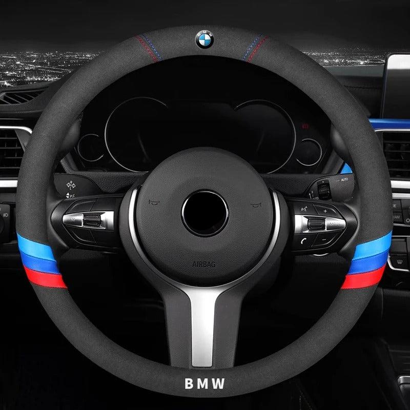 Suede Car Steering Wheel Cover - Non-Slip, Breathable, Wear-Resistant, 38cm