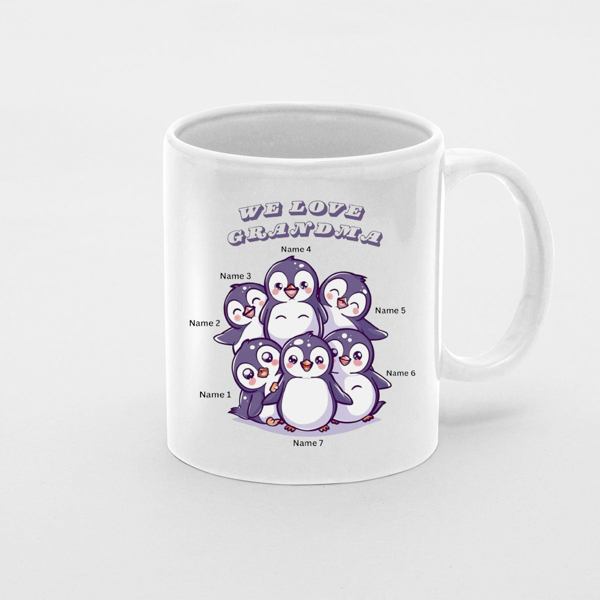 Grandma Mug, Grandma Gift For Grandma Birthday Gift Personalized Grandma Coffee Cup, Mothers Day Gift From Granddaughter Grandson, Custom Name Penguins