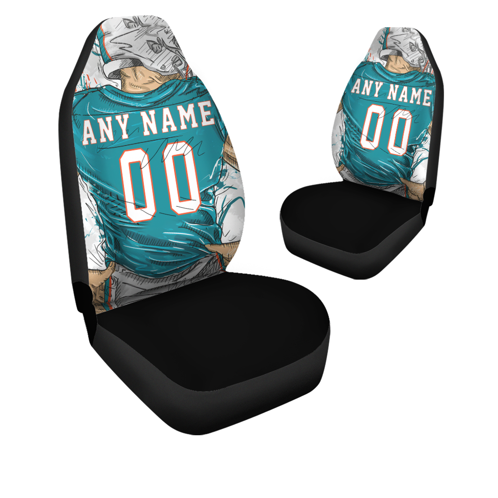 Custom Car Seat Covers Miami Jersey Personalized Football Premium Car Seat Covers for Boys Girls Men Women