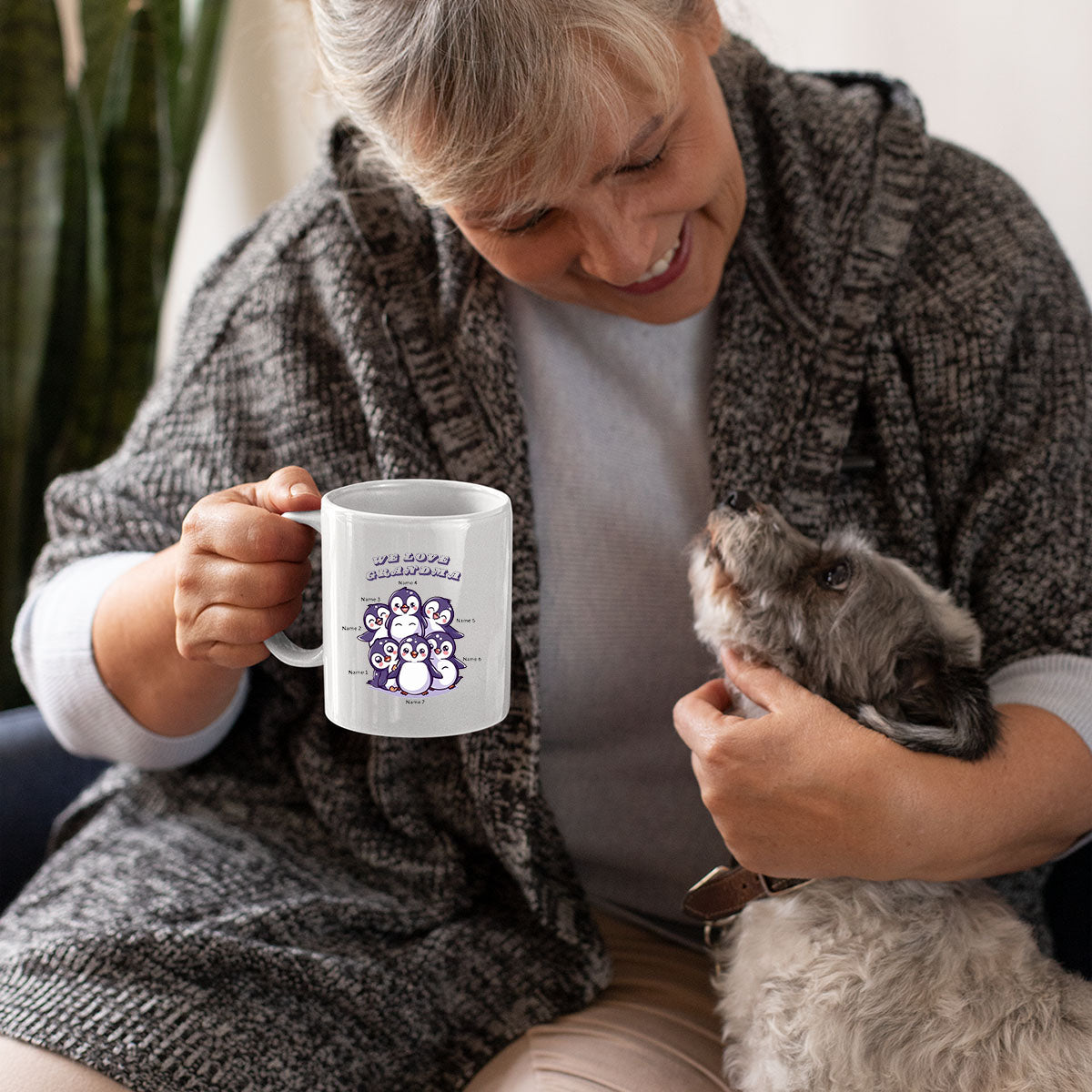 Grandma Mug, Grandma Gift For Grandma Birthday Gift Personalized Grandma Coffee Cup, Mothers Day Gift From Granddaughter Grandson, Custom Name Penguins