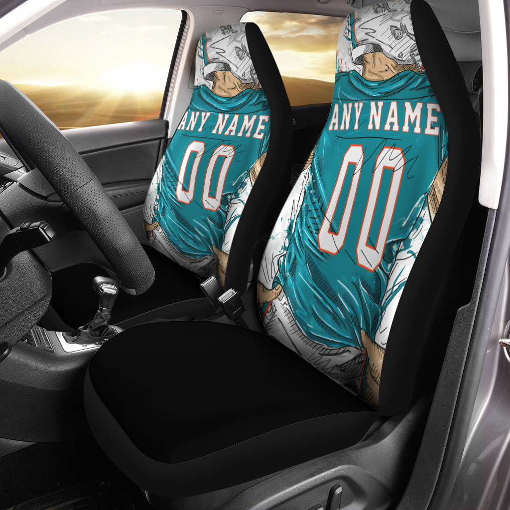 Custom Car Seat Covers Miami Jersey Personalized Football Premium Car Seat Covers for Boys Girls Men Women