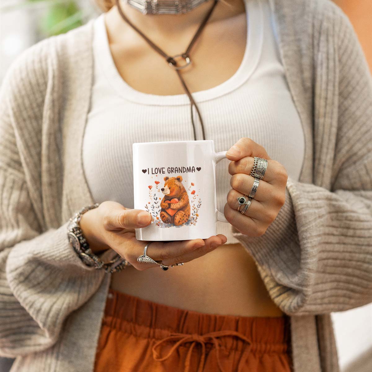 Grandma Mug, Grandma Gift For Grandma Birthday Gift Personalized Grandma Coffee Cup, Mothers Day Gift From Granddaughter Grandson, Bear Nana