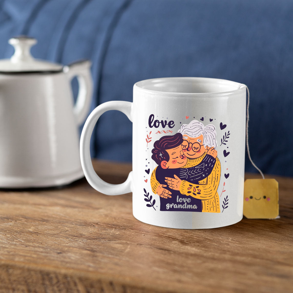 Grandma Mug, Grandma Gift For Grandma Birthday Gift Personalized Grandma Coffee Cup, Mothers Day Gift From Granddaughter Grandson, Cartoon Love Grandma