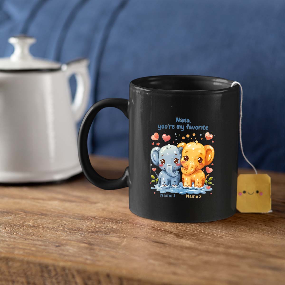 Grandma Mug, Grandma Gift For Grandma Birthday Gift Personalized Grandma Coffee Cup, Mothers Day Gift From Granddaughter Grandson, Elephant Nana