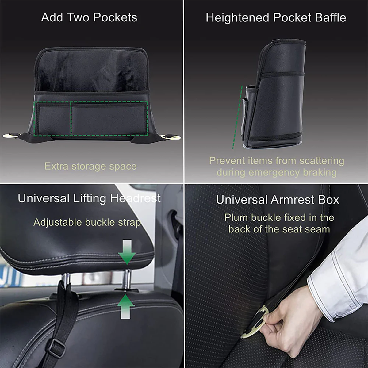 Car Purse Holder for Car Handbag Holder Between Seats Premium PU Leather, Custom Fit For Car, Hanging Car Purse Storage Pocket Back Seat Pet Barrier WAPU223