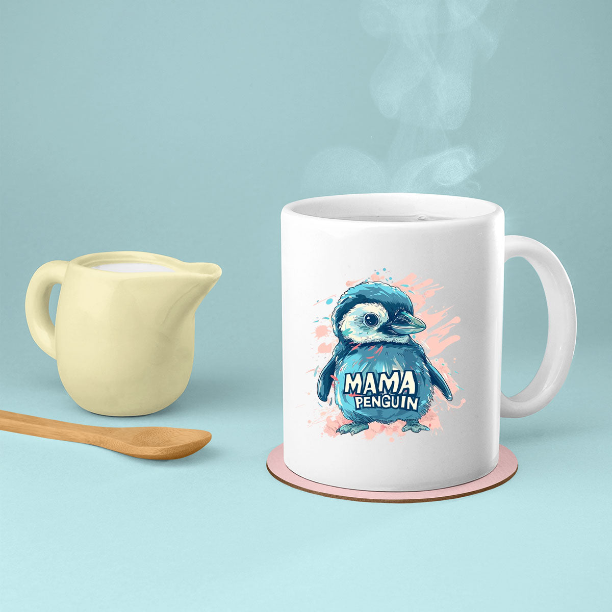 Mom Birthday Gift For Mom Gift, Mothers Day Gift From Daughter Son Kids, Mom Mug, Mom Coffee Mug, Mommy Funny Christmas Stick Personalized, Mama Penguin 01