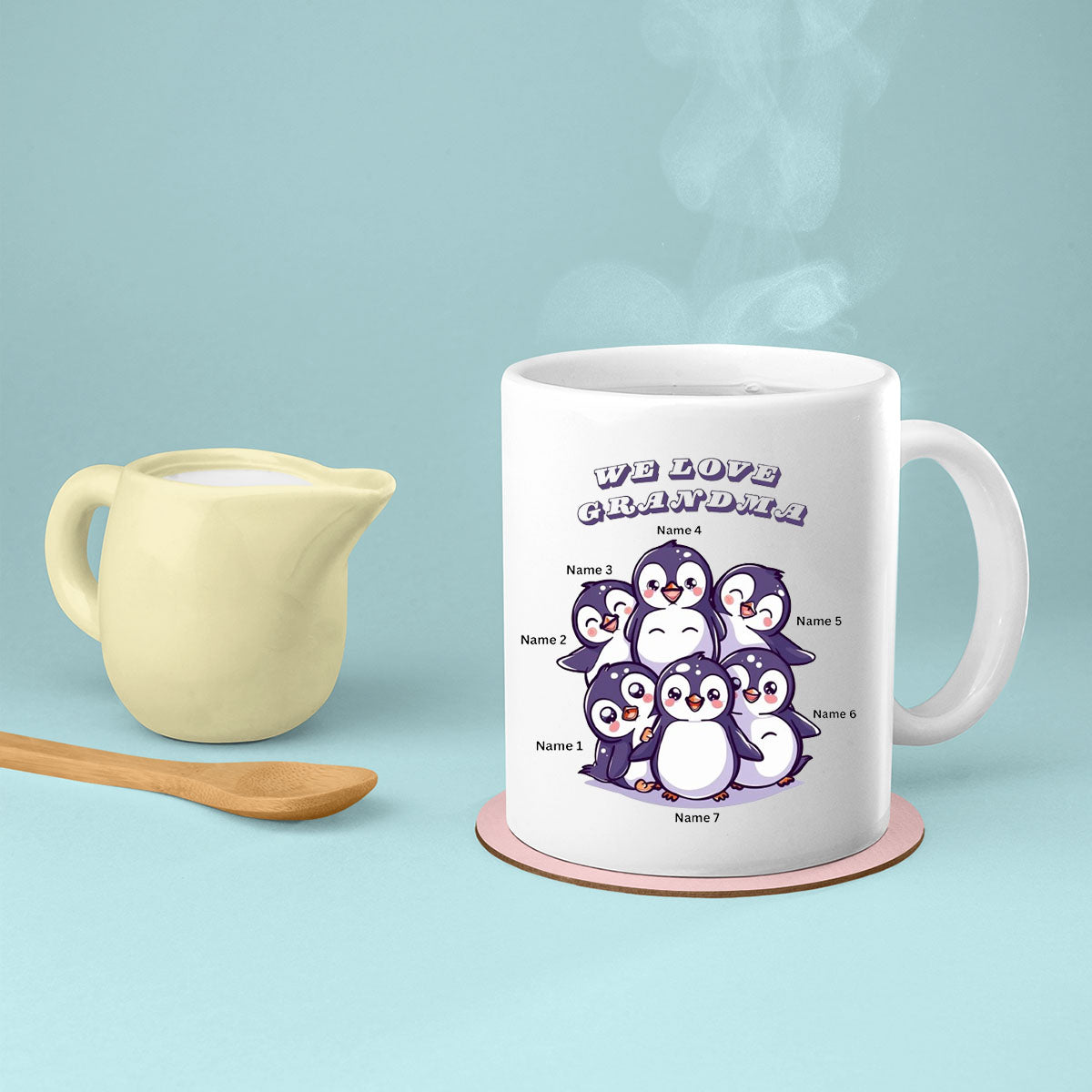 Grandma Mug, Grandma Gift For Grandma Birthday Gift Personalized Grandma Coffee Cup, Mothers Day Gift From Granddaughter Grandson, Custom Name Penguins