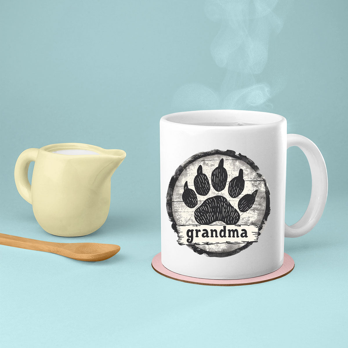 Grandma Mug, Grandma Gift For Grandma Birthday Gift Personalized Grandma Coffee Cup, Mothers Day Gift From Granddaughter Grandson, Dog Grandma Paw