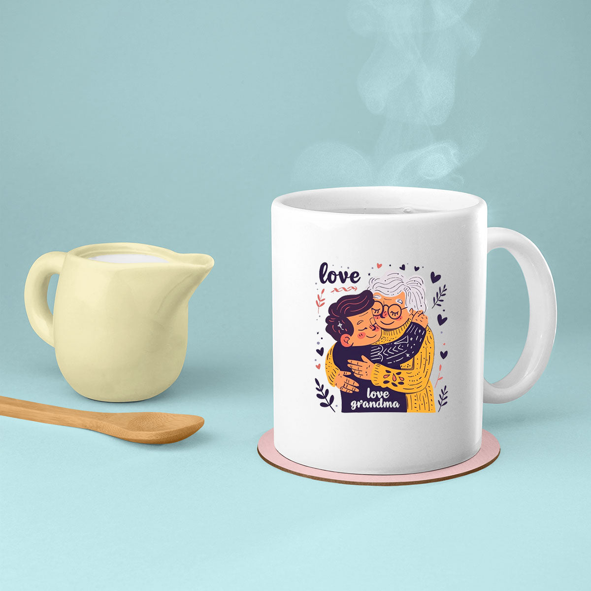 Grandma Mug, Grandma Gift For Grandma Birthday Gift Personalized Grandma Coffee Cup, Mothers Day Gift From Granddaughter Grandson, Cartoon Love Grandma