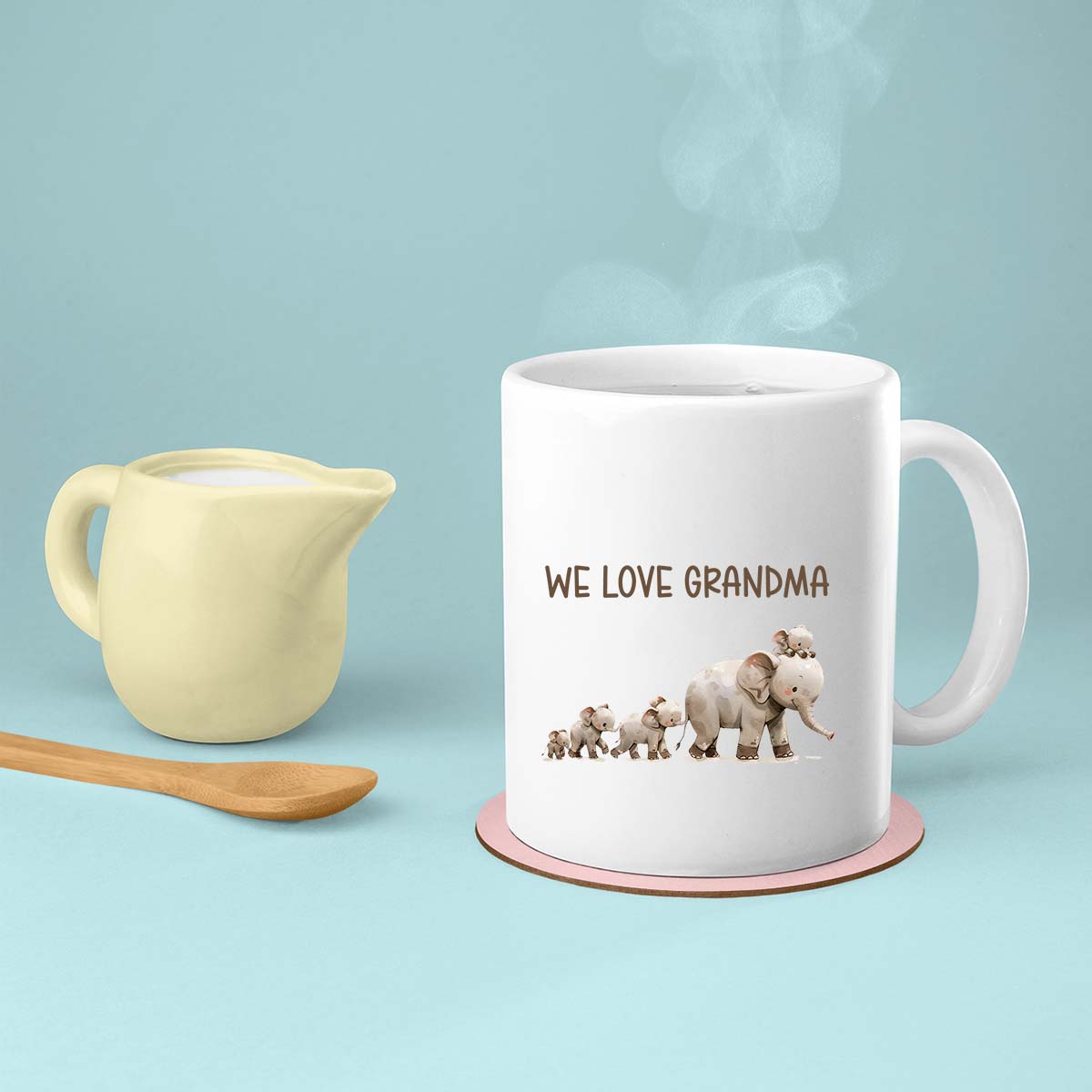 Grandma Mug, Grandma Gift For Grandma Birthday Gift Personalized Grandma Coffee Cup, Mothers Day Gift From Granddaughter Grandson, Mom Elephant