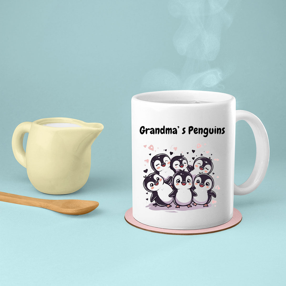 Grandma Mug, Grandma Gift For Grandma Birthday Gift Personalized Grandma Coffee Cup, Mothers Day Gift From Granddaughter Grandson, Custom Name Penguins