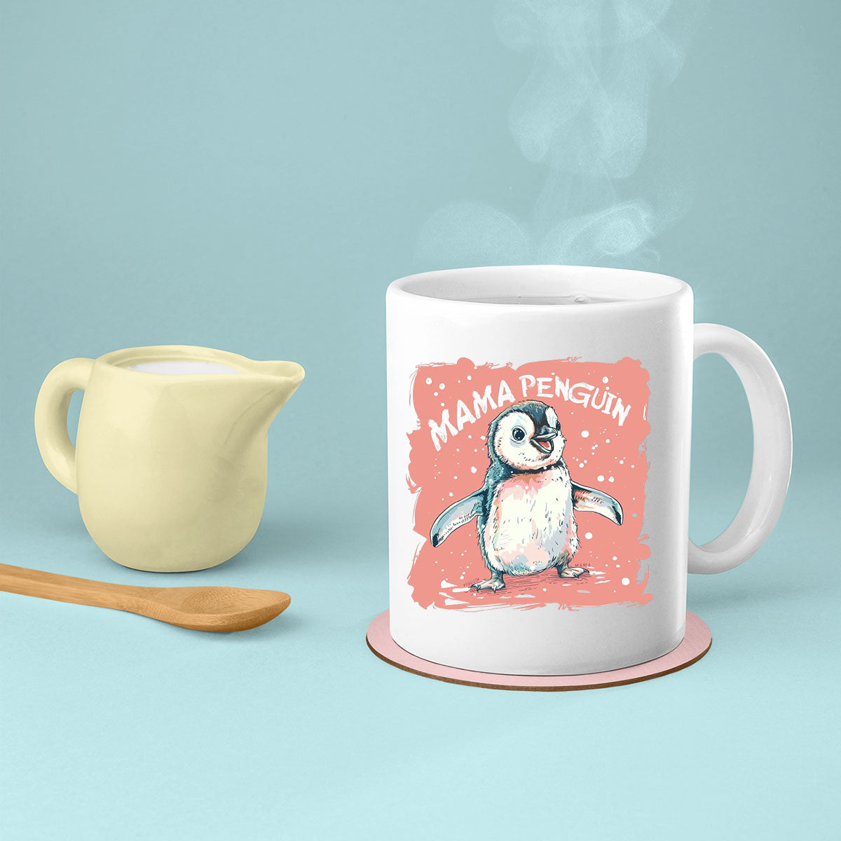 Mom Birthday Gift For Mom Gift, Mothers Day Gift From Daughter Son Kids, Mom Mug, Mom Coffee Mug, Mommy Funny Christmas Stick Personalized, Mama Penguin 01