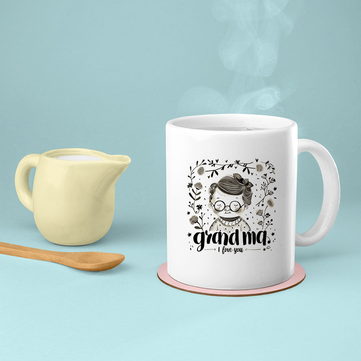 Grandma Mug, Grandma Gift For Grandma Birthday Gift Personalized Grandma Coffee Cup, Mothers Day Gift From Granddaughter Grandson, Cartoon Love Grandma