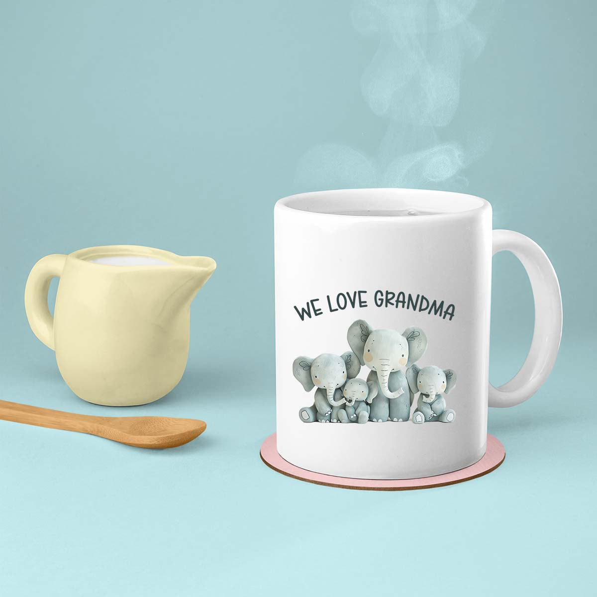 Grandma Mug, Grandma Gift For Grandma Birthday Gift Personalized Grandma Coffee Cup, Mothers Day Gift From Granddaughter Grandson, Mom Elephant