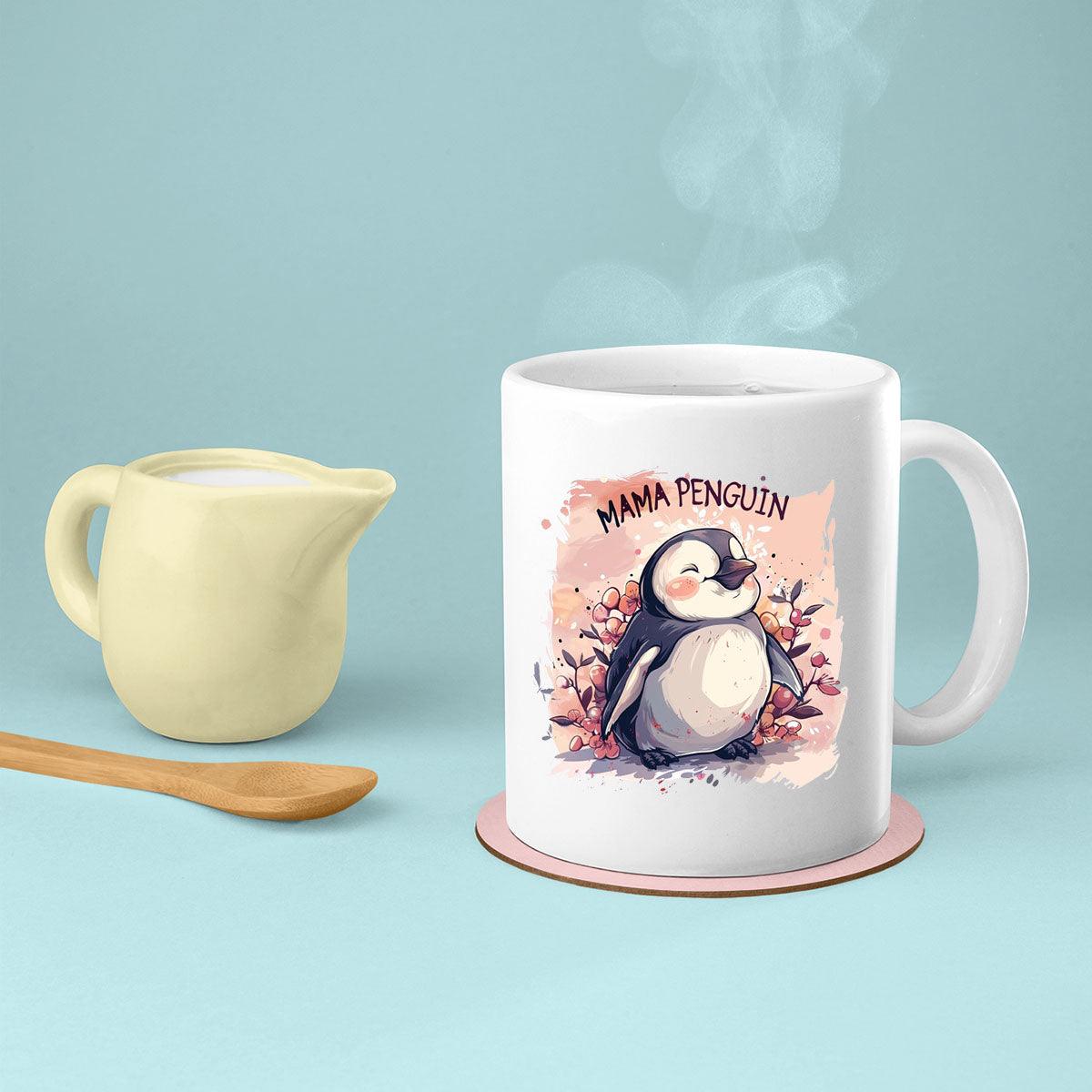 Mom Birthday Gift For Mom Gift, Mothers Day Gift From Daughter Son Kids, Mom Mug, Mom Coffee Mug, Mommy Funny Christmas Stick Personalized, Mama Penguin 01