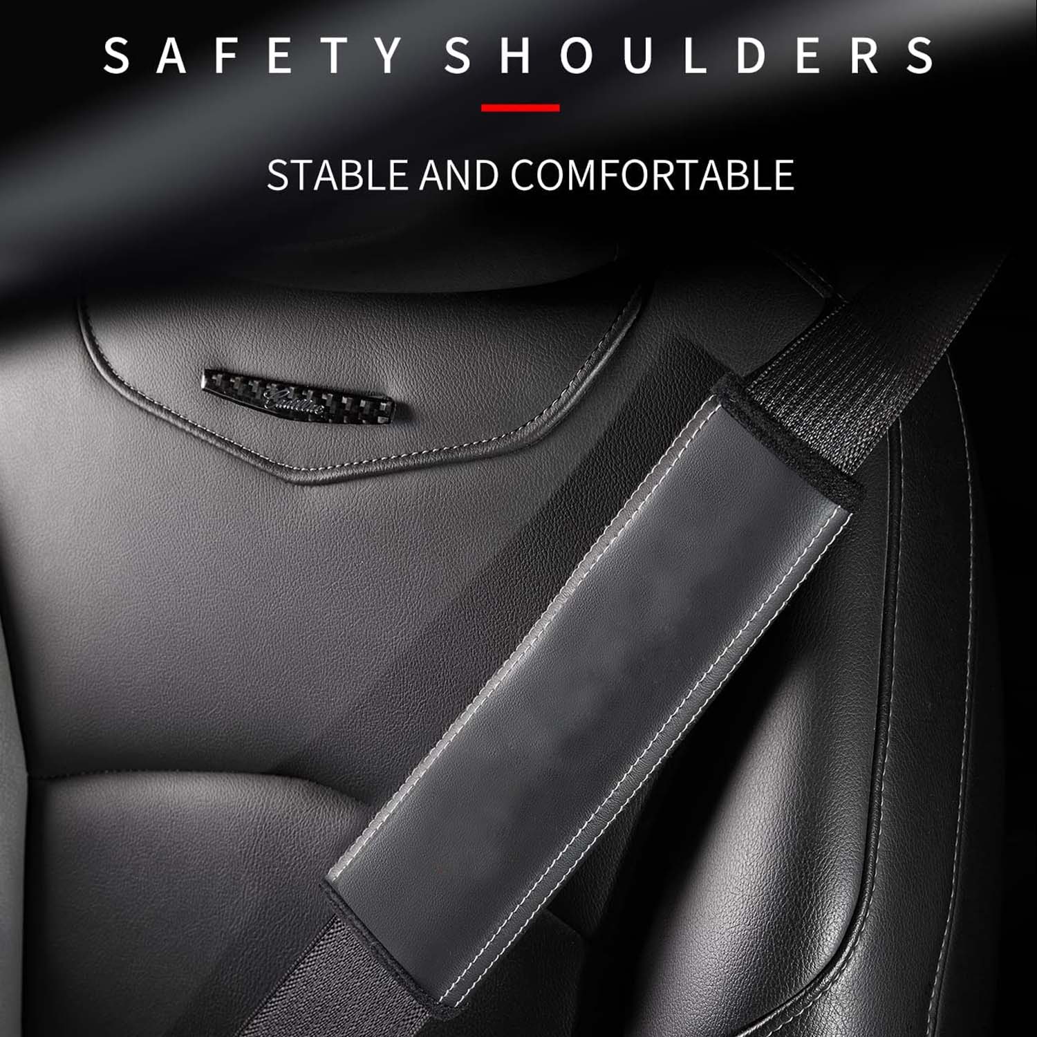 Car Seat Belt Covers (2PCS), Custom Fit For Your Cars, Microfiber Leather Seat Belt Shoulder Pads for More Comfortable Driving, Car Accessories LR13994