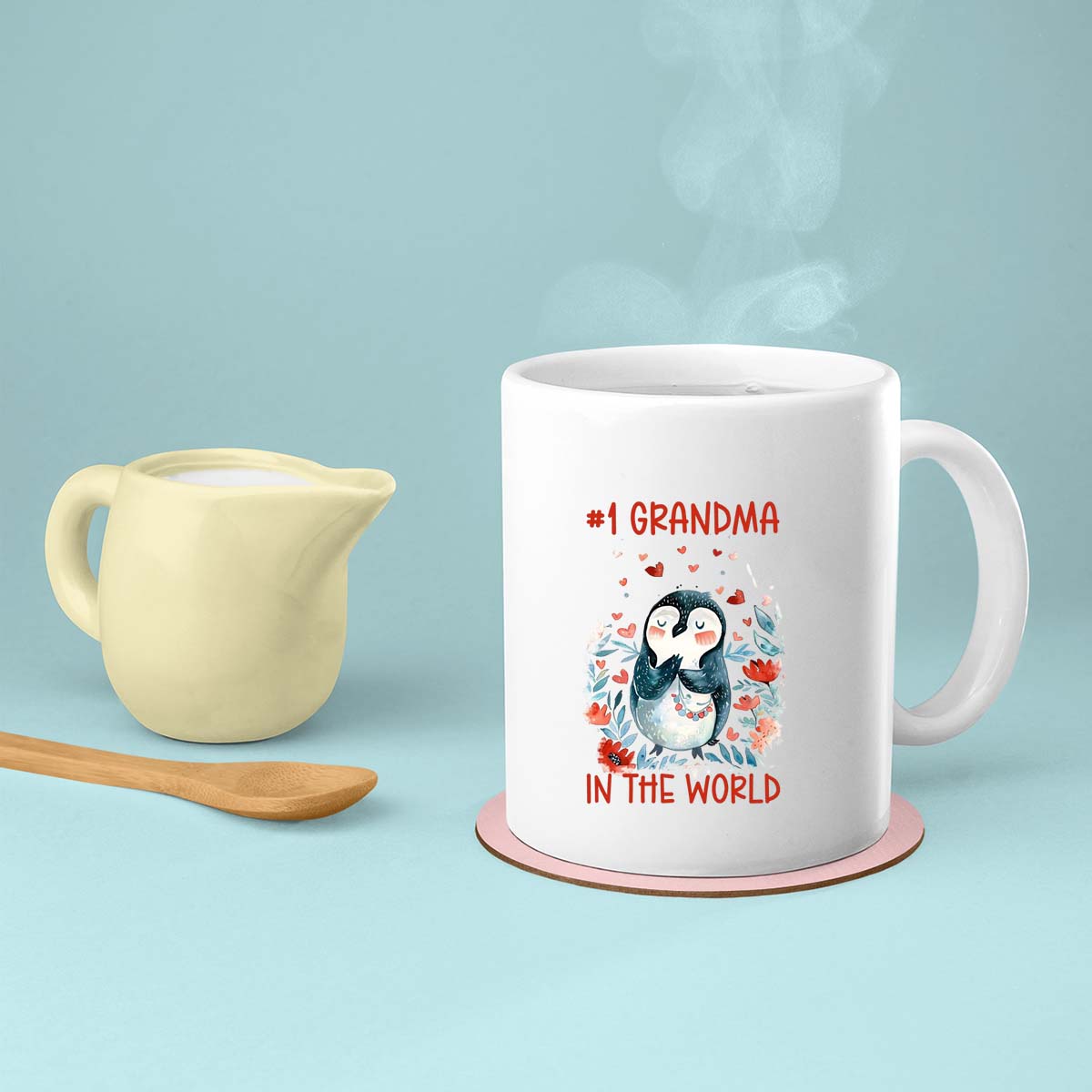 Grandma Mug, Grandma Gift For Grandma Birthday Gift Personalized Grandma Coffee Cup, Mothers Day Gift From Granddaughter Grandson, A Penguins Nana 01