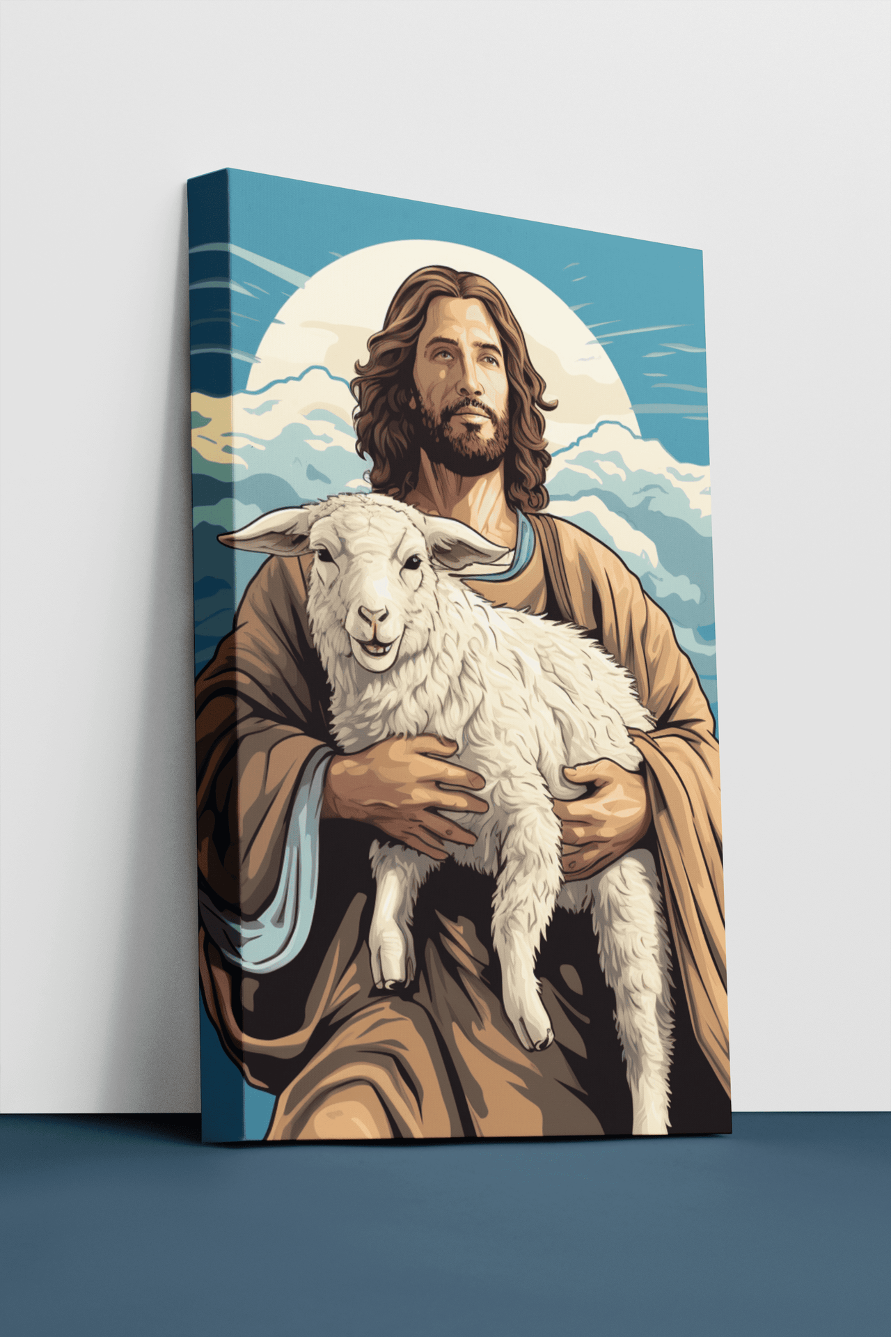 Jesus and Lamb Art Canvas, Jesus Holding the Lost Lamb, Loss Lamb Art Canvas, Jesus Lamb of God, Jesus and Lamb No Words, Christian Wall Decor