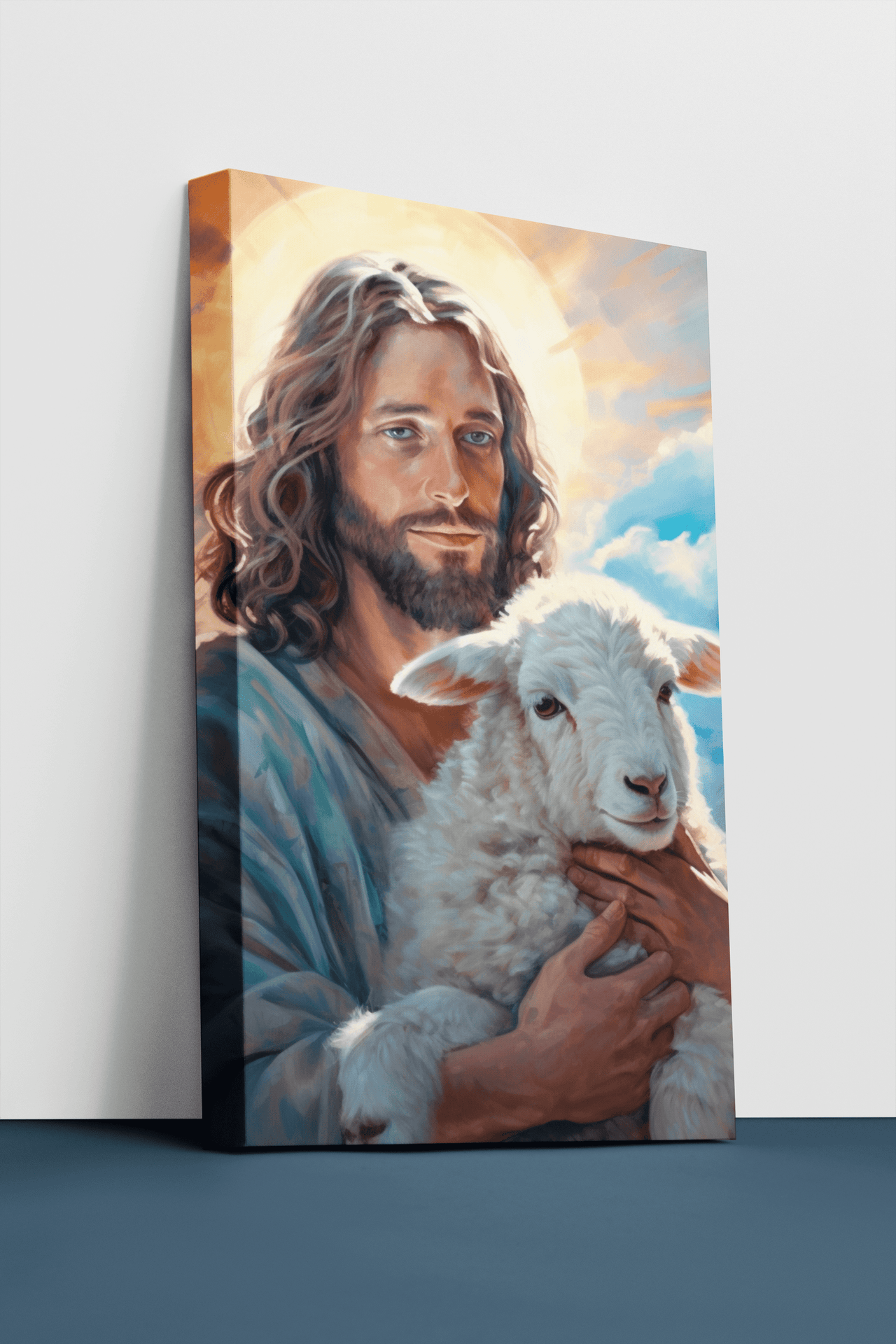 Jesus and Lamb Art Canvas, Jesus Holding the Lost Lamb, Loss Lamb Art Canvas, Jesus Lamb of God, Jesus and Lamb No Words, Christian Wall Decor