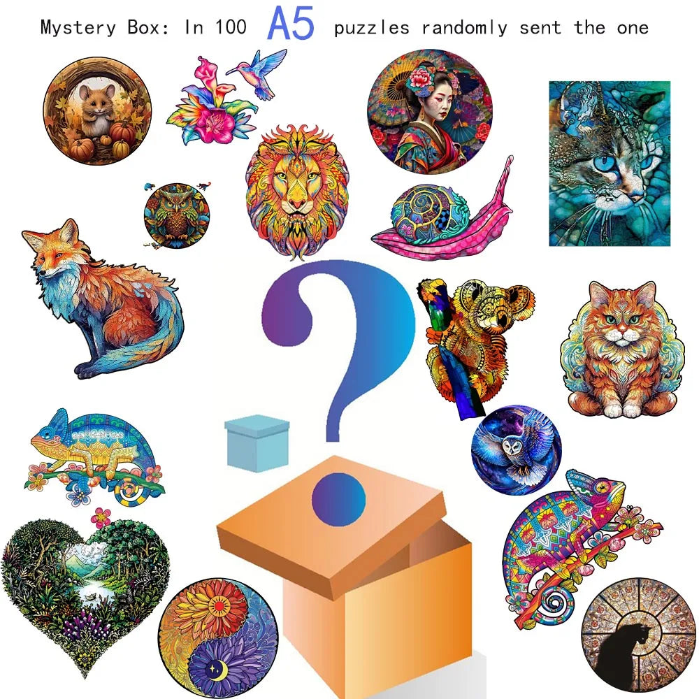 Set 2 Unique Wooden Animal Jigsaw Puzzle, Wooden Jigsaw Puzzle, Mindfulness & Educational Animals Game for All Ages, Unique Sustainable, Wildlife Gift, Christmas gift Idea C190