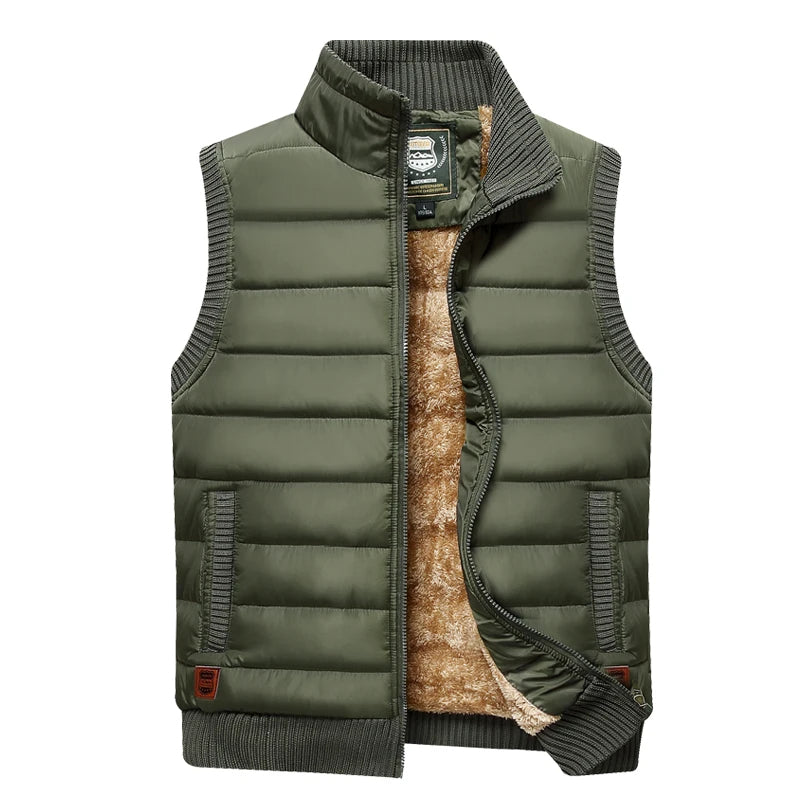 Men's Puffer Vest Warm Sleeveless Winter Jackets Waterproof Zipper Coats With Stand-Up Collar Casual Lightweight Outerwear For Cold Weather C9