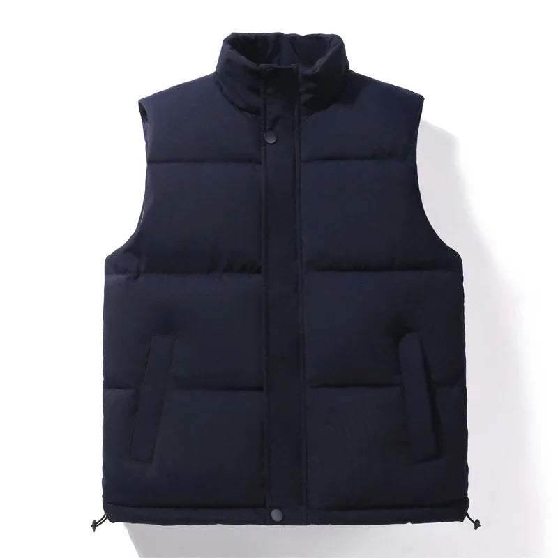New Winter Men’s Vest – Down Cotton Undershirt with Stand-Up Collar and Horse Clip, Plus Size Available C32
