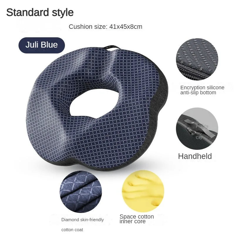 Memory Foam Donut Seat Cushion – Ergonomic Sitting Support Pillow for Office and Home Chairs