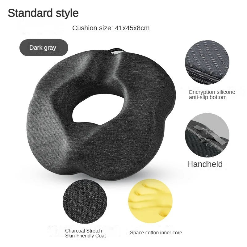 Memory Foam Donut Seat Cushion – Ergonomic Sitting Support Pillow for Office and Home Chairs