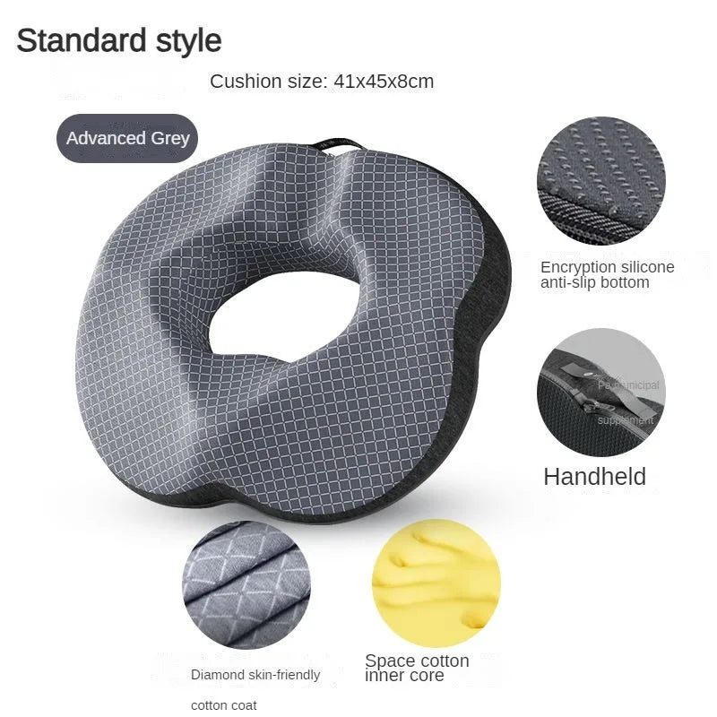 Memory Foam Donut Seat Cushion – Ergonomic Sitting Support Pillow for Office and Home Chairs