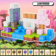 Magnetic Blocks Constructor, Sakura Island 112pcs, Wooden Constructor, Table Game, Wooden Cubes toys, Handmade Gift Idea, 3D puzzle, Kids Christmas Gift C54