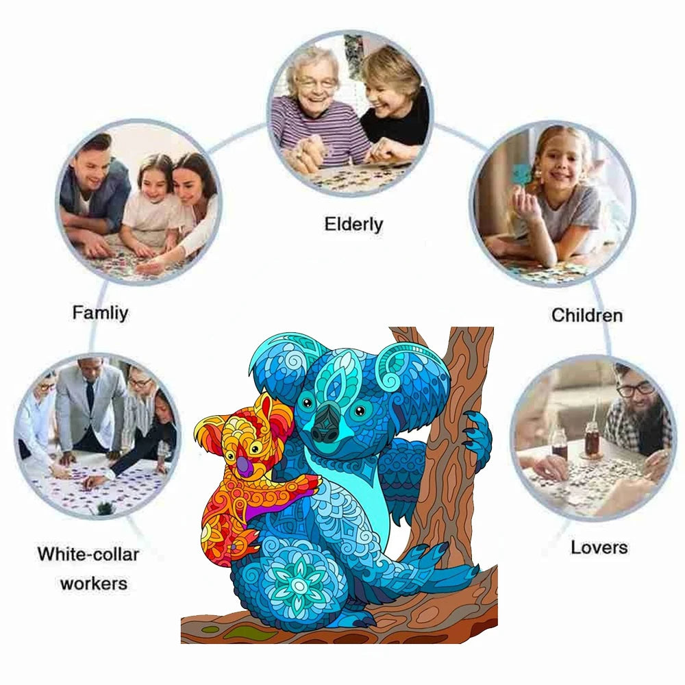 Set 2 Unique Wooden Animal Jigsaw Puzzle, Animal Shape, Wooden Jigsaw Puzzle, Mindfulness & Educational Animals Game for All Ages, Unique Sustainable, Wildlife Gift, Christmas gift Idea C167